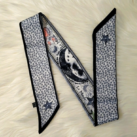 New Tarot Cards Silk Skinny Scarf Twilly 'Moon' - Picture 6 of 6